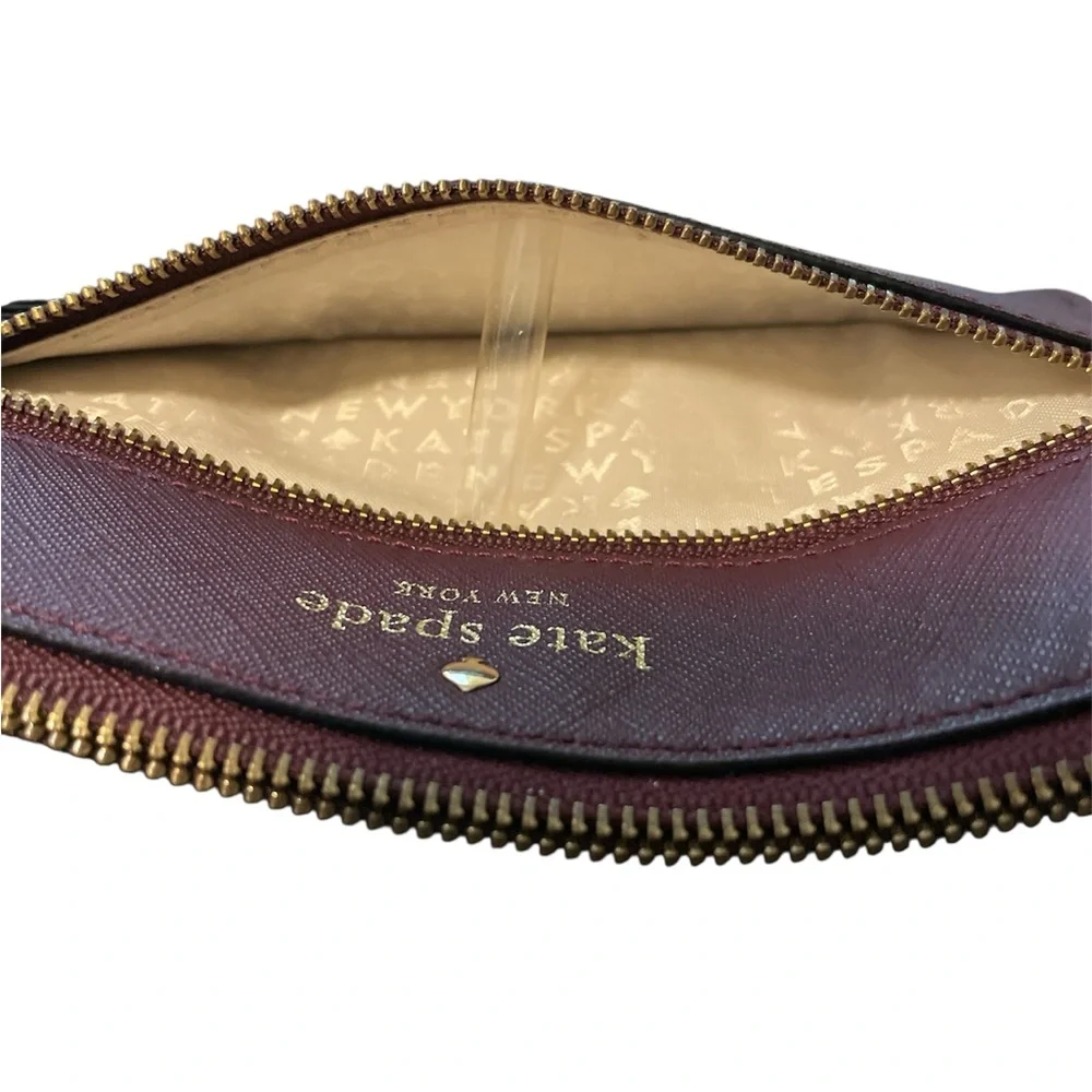 Kate Spade Maroon Wristlet with Gold Accents excellent condition no callouts - Picture 6 of 6